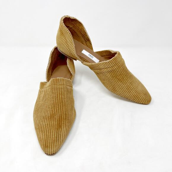 [Miista London] Tan Corduroy Pointed Toe D'Orsay Flats NWOT Size 39 US 8.5 - Picture 4 of 13